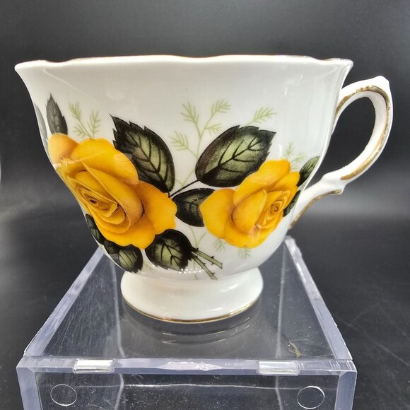 Vintage Yellow Rose Bone China Teacups Set Of 2 Royal Vale and Rosina JJ4093 - Picture 8 of 12